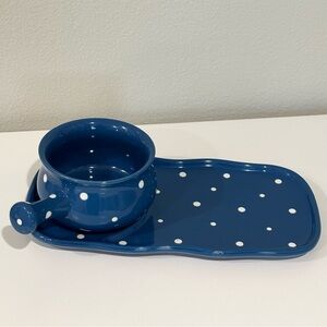 Temp-tations Presentable Ovenware by Tara 
Blue White PolkaDot Soup Sandwich Set